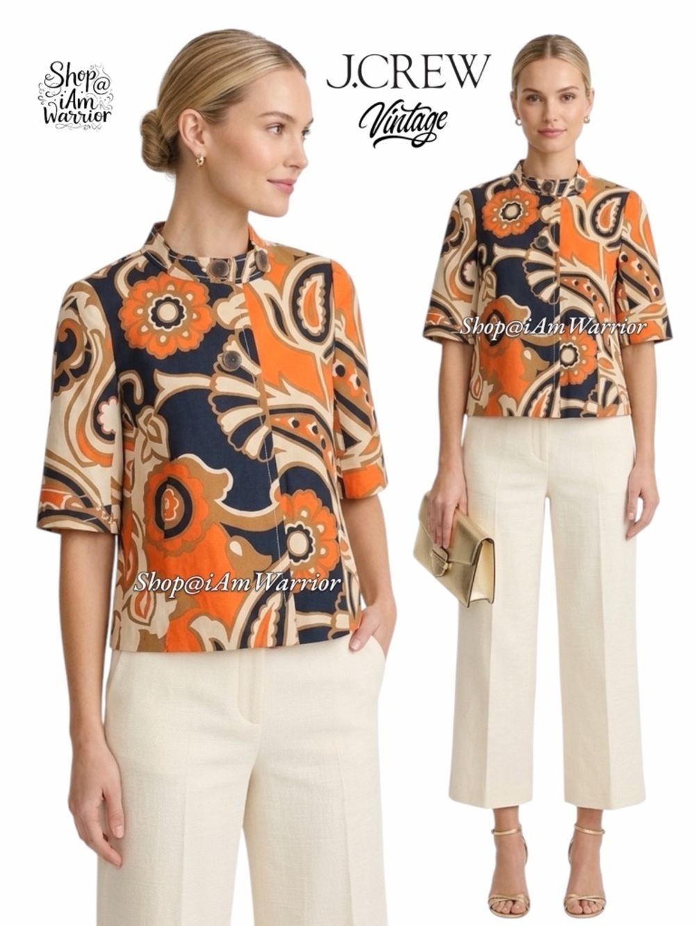 J.Crew mod floral cotton jacket with elbow sleeves *shop@iamwarrior